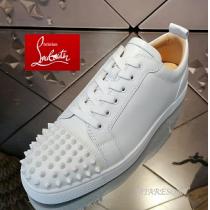 ★定番商品★ルブタンコピー ☽ Louis Junior Spikes Calf ホワイトスニーカー2021流行りファッションストリート靴