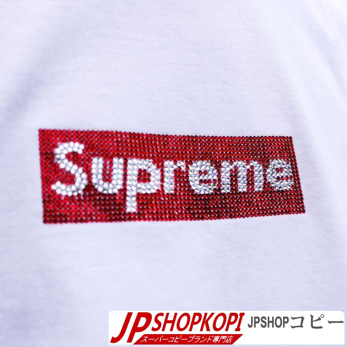 素敵カジュアル春夏新品 Supreme Swarovski Box Logo Tee Tシャツ/半袖 3色可選 夏らしい季節感