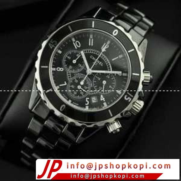 コピー ⛶ ブランド 腕時計 J12 メンズ腕時計 恋人腕時計 日本製クオーツ 6針 黒文字盤 回転ベゼル セラミック