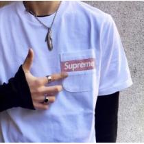 Supreme 19SS Mesh Stripe Pocket Tee Box logoファッションにトレンド夏らしい季節感 Tシャツ/半袖 2色可選