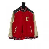 2023人気上昇中Celineセリーヌコピー ⛅タオル刺繍ビッグCロゴTeddy野球ジャケットコート赤色