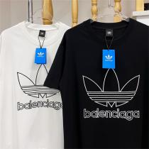 【期間限定】BALENCIAGAスーパーコピー ♓ Tシャツ バレンシアガ X Adidas 刺繡ロゴ オーバーサイズ 100%コットン