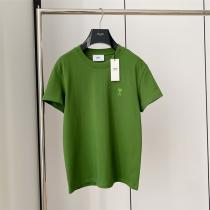 最新カラー☆AMI PARIS スーパー コピー ♉ Tシャツ 緑 ベージュ アミ パリス 刺繡 ロゴ 純綿     