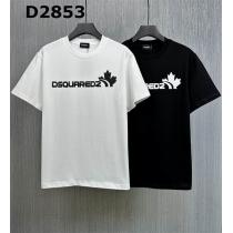気軽に今っぽく ディースクエアード コピー ❡ Tシャツ ロゴ 黒と白 プリント 柄 メンズライク